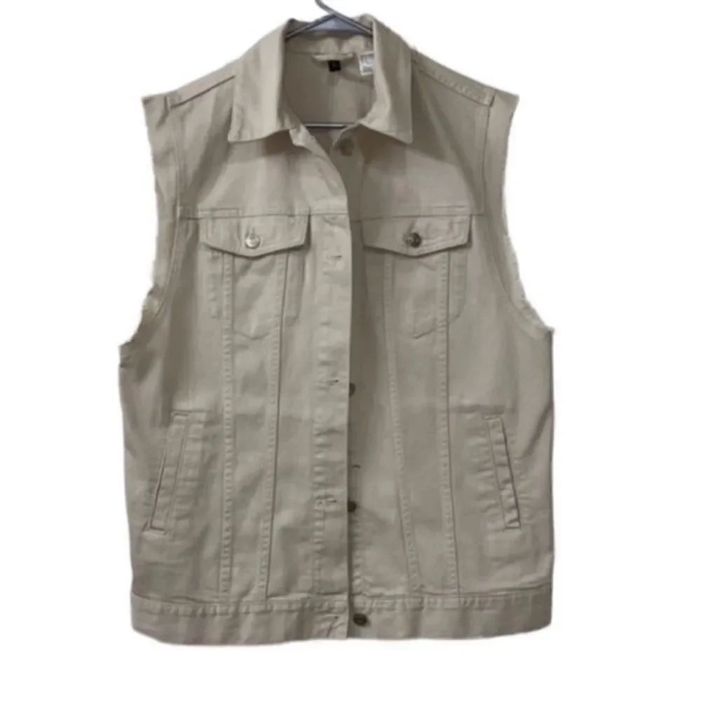 H&M Sleeveless Cream Denim Vest(Size Small)